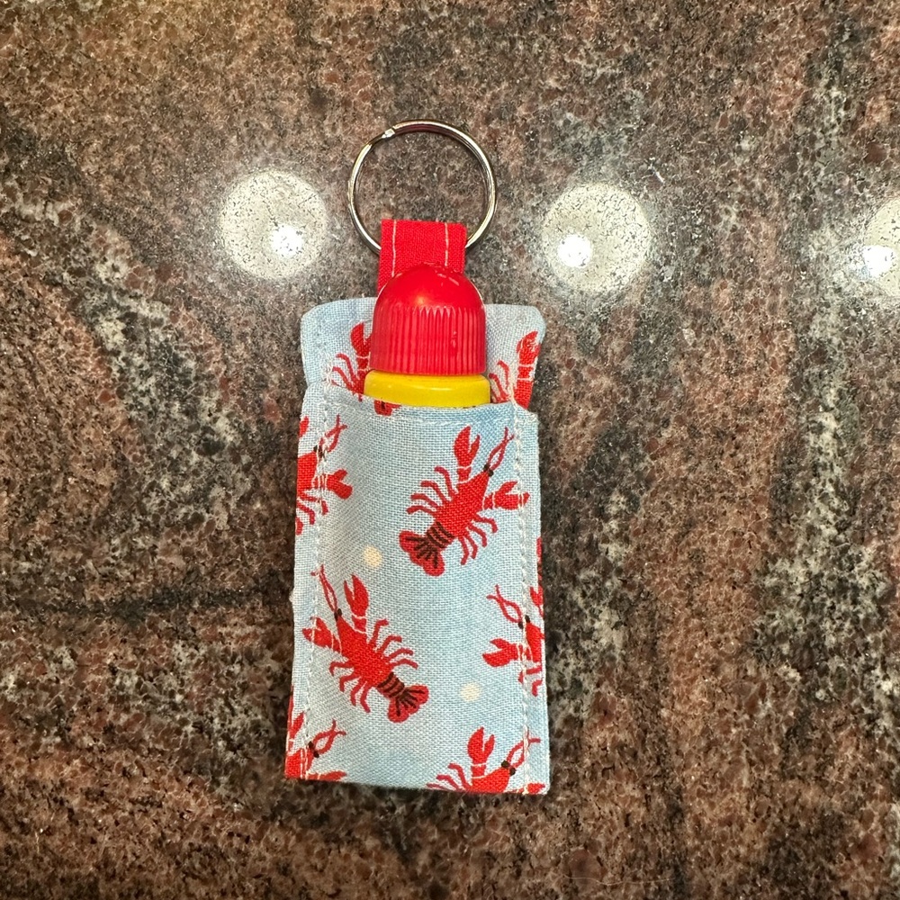 Handmade lip balm holder keychain- lobster design